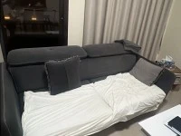 1 refrigerator, 1 microwave, 1 TV, 3 sofas, 1 bed, 1 mirror with drawe...