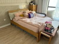 Queen bed, bed foot storage